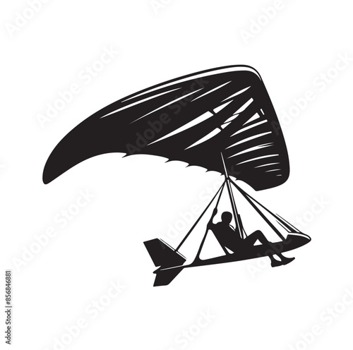 Hang glider silhouette. Vector illustration. Isolated white background.