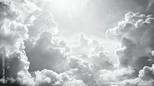 Fototapeta Naklejka Na Ścianę i Meble -  Cloudy black and white sky scenery