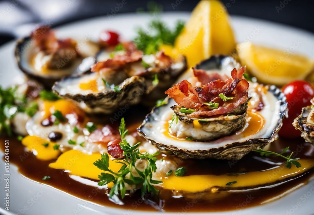 Explore a world of delicious flavors with bacon-wrapped oysters on your plate. Explore a world of delicious flavors with bacon-wrapped oysters on your plate.