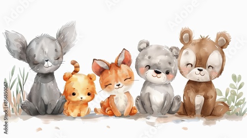 A captivating image of baby animals in watercolor, one with a blurred face, presenting a sense of mystery and focus on the others