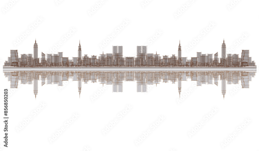 modern city panorama 3d illustration modern city panorama 3d illustration