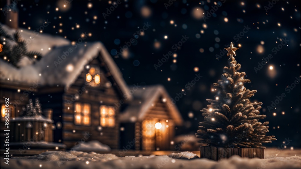 Fototapeta premium Winter Wonderland Blur: A cool, blue and white blurred background that captures the essence of a snowy winter scene, ideal for holiday and seasonal themes.