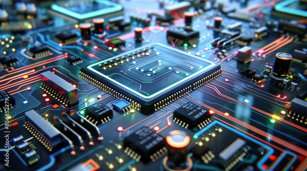 The Heart of a Digital World: A Close-Up View of a Circuit Board The Heart of a Digital World: A Close-Up View of a Circuit Board