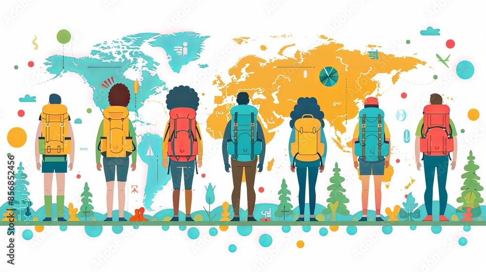 Naklejka premium Internal and vocational education, educational tourism concept, Business coach, student group, education abroad. set flat vector modern illustration