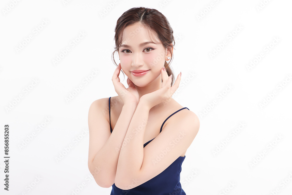 Beautiful young asian woman with clean fresh skin on white background, Face care, Facial treatment, Cosmetology, beauty and spa, Asian women portrait. Beautiful young asian woman with clean fresh skin on white background, Face care, Facial treatment, Cosmetology, beauty and spa, Asian women portrait.