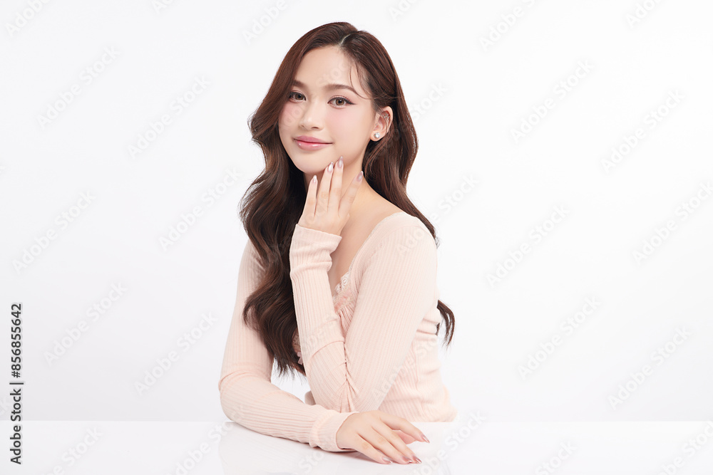 Beautiful young asian woman with clean fresh skin on white background, Face care, Facial treatment, Cosmetology, beauty and spa, Asian women portrait. Beautiful young asian woman with clean fresh skin on white background, Face care, Facial treatment, Cosmetology, beauty and spa, Asian women portrait.