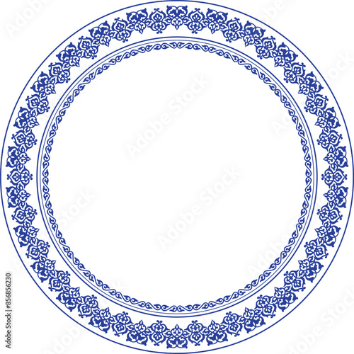 Картината върху платно Vector blue round Kazakh national ornament