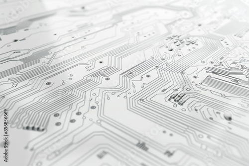 A Close-Up View of Intricate Circuitry Lines on a White Printed Circuit Board