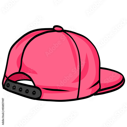Pink Snapback Cap Backward Hat Illustration Vector Icon