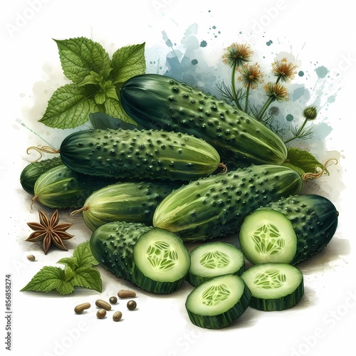 cucumbers on white background