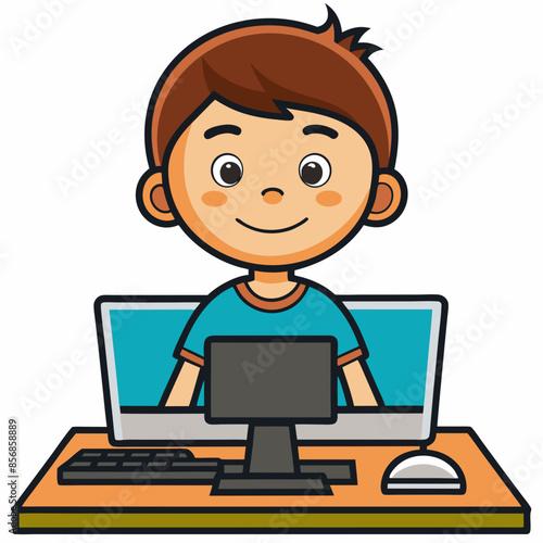 vector-kid-with-personal-computer