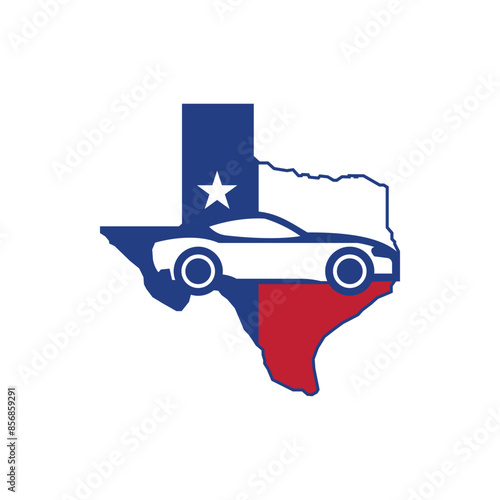 Simple and modern Texas Car Flag Logo Vector. Suitable for the transportation, automotive, repair and other industries.