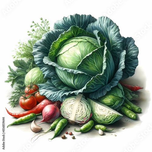 Fresh abbage on white background photo