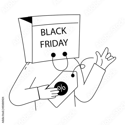 Ready to use doodle mini illustration of black friday