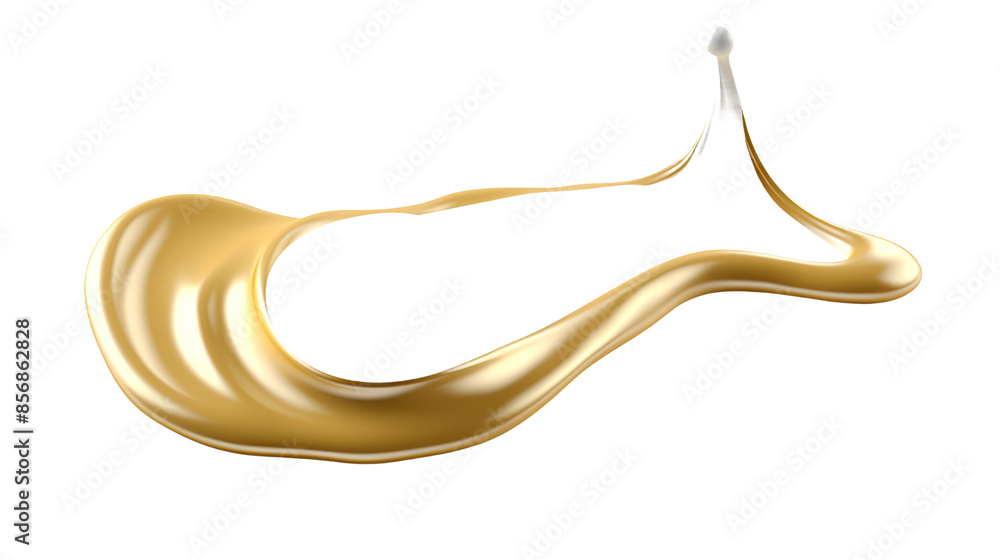 Luxurious Golden Oil Drop on Milk Cream - Transparent Background Digital Art 3D Top View Luxurious Golden Oil Drop on Milk Cream - Transparent Background Digital Art 3D Top View