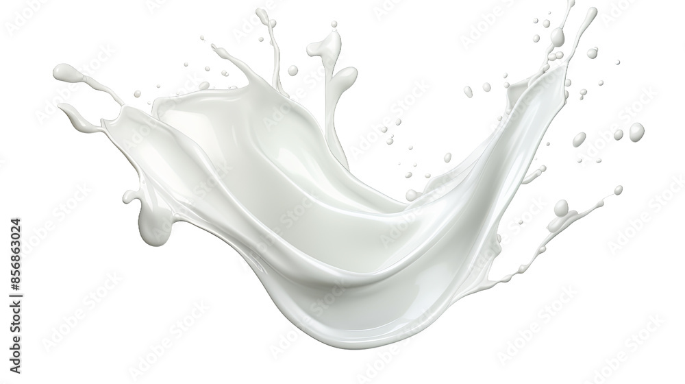 Creamy Milk Splash in Motion on White Background - Top View 3D Render with Transparency for Design Projects Creamy Milk Splash in Motion on White Background - Top View 3D Render with Transparency for Design Projects