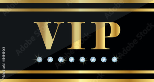 VIP card with gold stripes and diamonds
