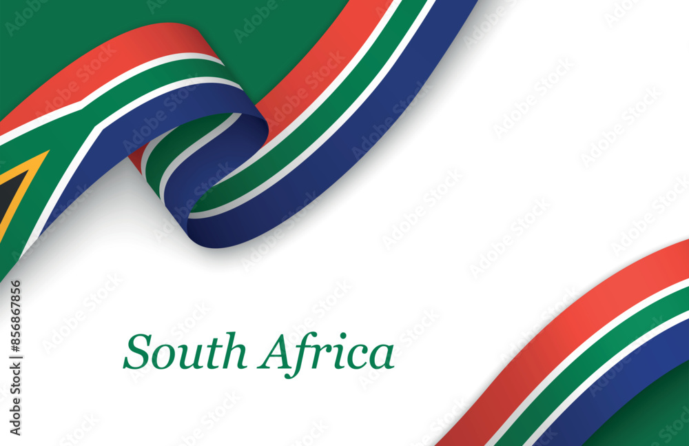 Ribbon with fllag of South Africa on white background Ribbon with fllag of South Africa on white background