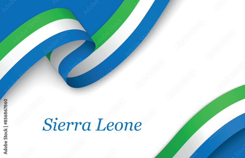 Ribbon with fllag of Sierra Leone on white background Ribbon with fllag of Sierra Leone on white background