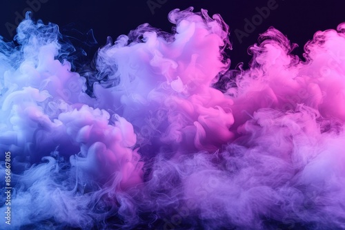 Dark blue magic cloud with neon purple wave aura fog on black background, creating a mysterious atmosphere.