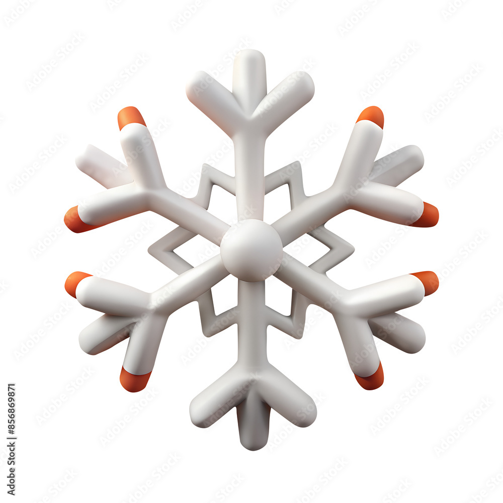 Fototapeta premium snow flake 3D illustration on transparent bg