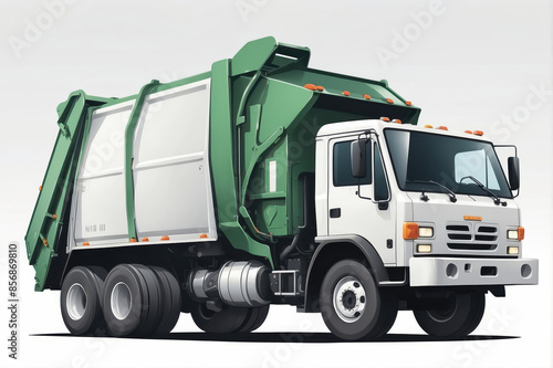 Garbage truck isolated white background vector style