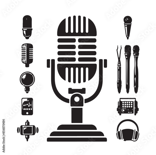 Microphone vector icon, Web design icon. Voice vector icon, Record. Microphone - recording Studio Symbol. Retro microphone icon
