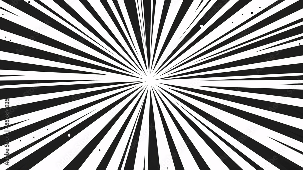 Obraz premium Retro-style banner with manga comic-inspired speed rays and black action lines for a decorative touch.