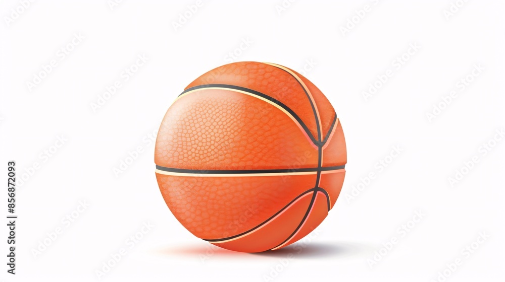 Vibrant orange basketball on a clean white backdrop, in a vector format.