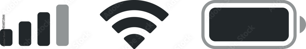 Cellular Signal, wifi, battery icon for iPhone and android phone. Status bar symbol for smartphone modern, simple, vector, icon set for website, mobile app, ui, dynamic island. Vector illustration Cellular Signal, wifi, battery icon for iPhone and android phone. Status bar symbol for smartphone modern, simple, vector, icon set for website, mobile app, ui, dynamic island. Vector illustration