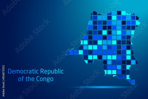 concepts of Democratic Republic of the Congo Network Digital Technology Graphic illustration. Blue Color. Internet Futuristic Concept Map.