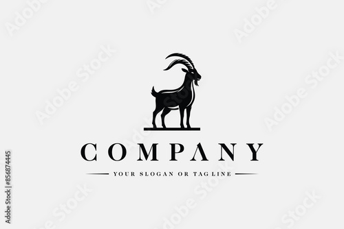 standing goat logo design concept premium vector template