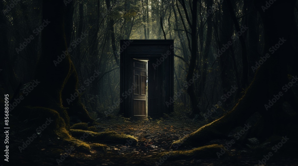 door forest abandoned dark scary ghost. door forest abandoned dark scary ghost.