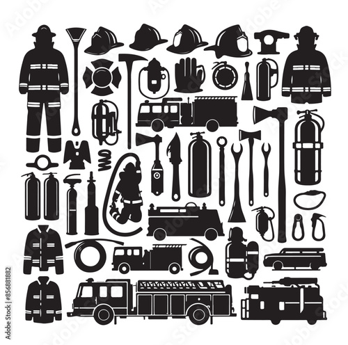 firefighter Icons set vector illustration
