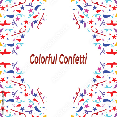 Colorful confetti vector design illustration with white background.