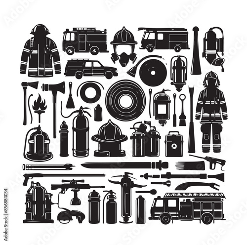 firefighter Icons set vector illustration