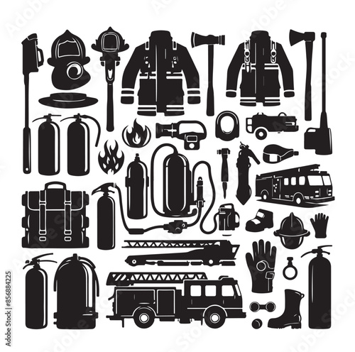 firefighter Icons set vector illustration