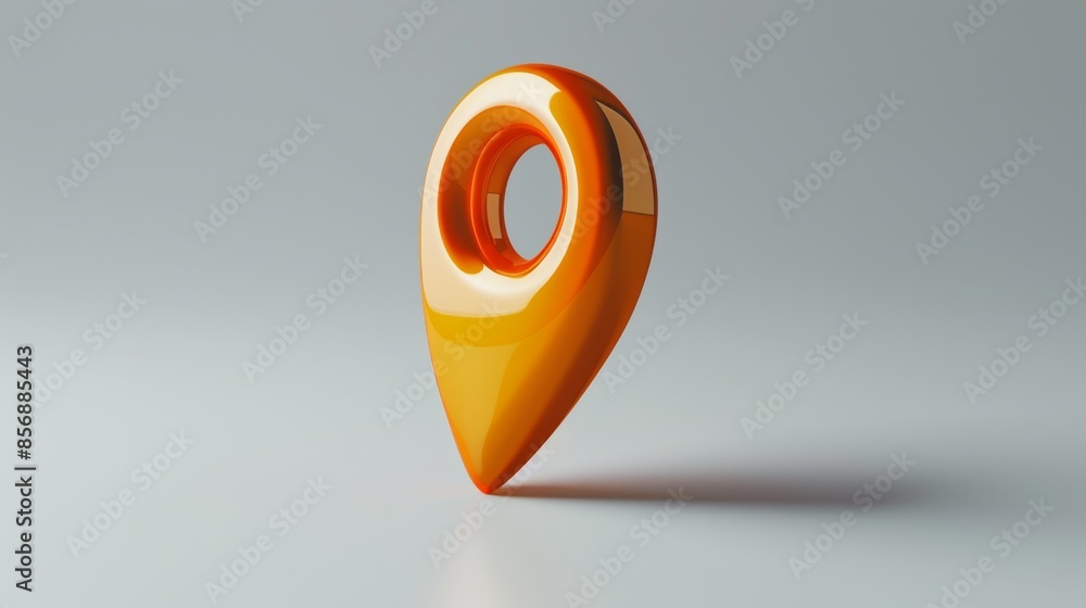 Bright orange 3D location marker, navigation pin icon, isolated on a light gray background, high detail and glossy, raw style Bright orange 3D location marker, navigation pin icon, isolated on a light gray background, high detail and glossy, raw style
