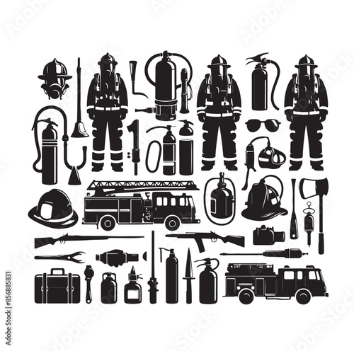 firefighter Icons set vector illustration
