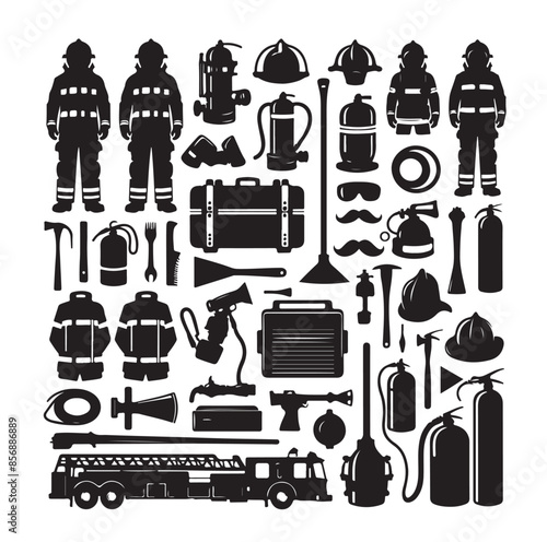 firefighter Icons set vector illustration