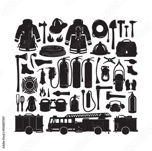 firefighter Icons set vector illustration