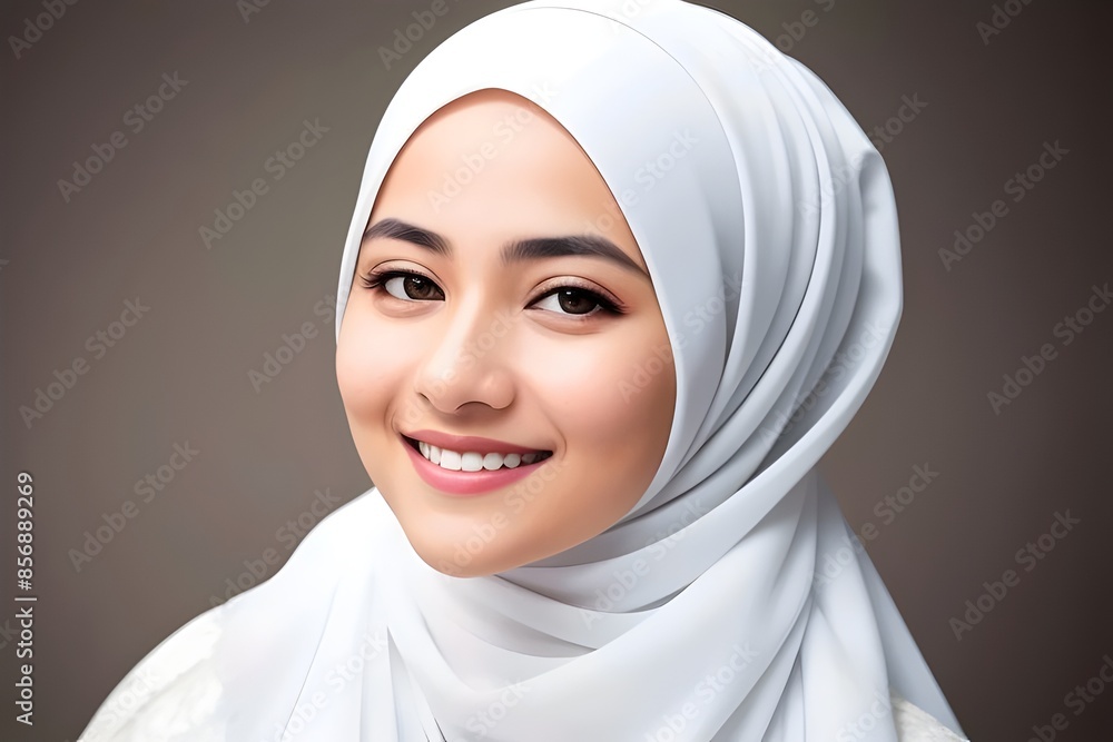 a smiling beautiful young Muslim woman wearing white hijab, Happy, Radiant, Elegant, Graceful, Confident, Stylish, Traditional, Modest, Serene, Cheerful, Content, Peaceful, Vibrant, Confident, smile
a smiling beautiful young Muslim woman wearing white hijab, Happy, Radiant, Elegant, Graceful, Confident, Stylish, Traditional, Modest, Serene, Cheerful, Content, Peaceful, Vibrant, Confident, smile