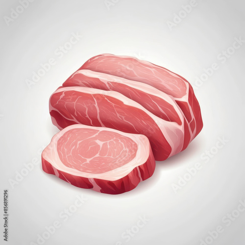 raw pork icon, vector style,  white isolated background