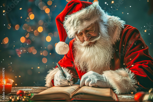 Santa claus writing the nice list