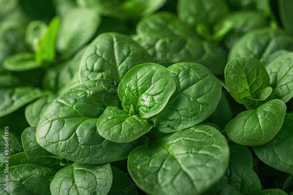 A detailed shot of a bunch of fresh spinach leaves, showing the texture and vibrant green color. A detailed shot of a bunch of fresh spinach leaves, showing the texture and vibrant green color.