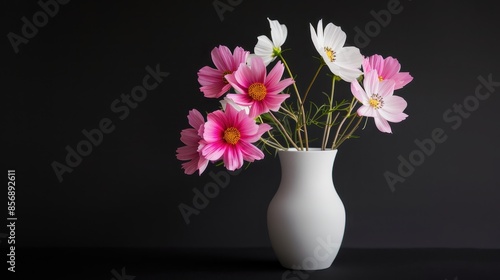 Wallpaper Mural White vase with a flared opening, placed on a dark surface against a black background Torontodigital.ca