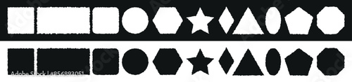 Set of grunge jagged basic shapes. Torn paper frames collection. Black ripped paper banner shape element.
