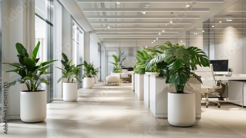 Monstera plants in interior decoration pots decorate the corner of the room © Khoirul