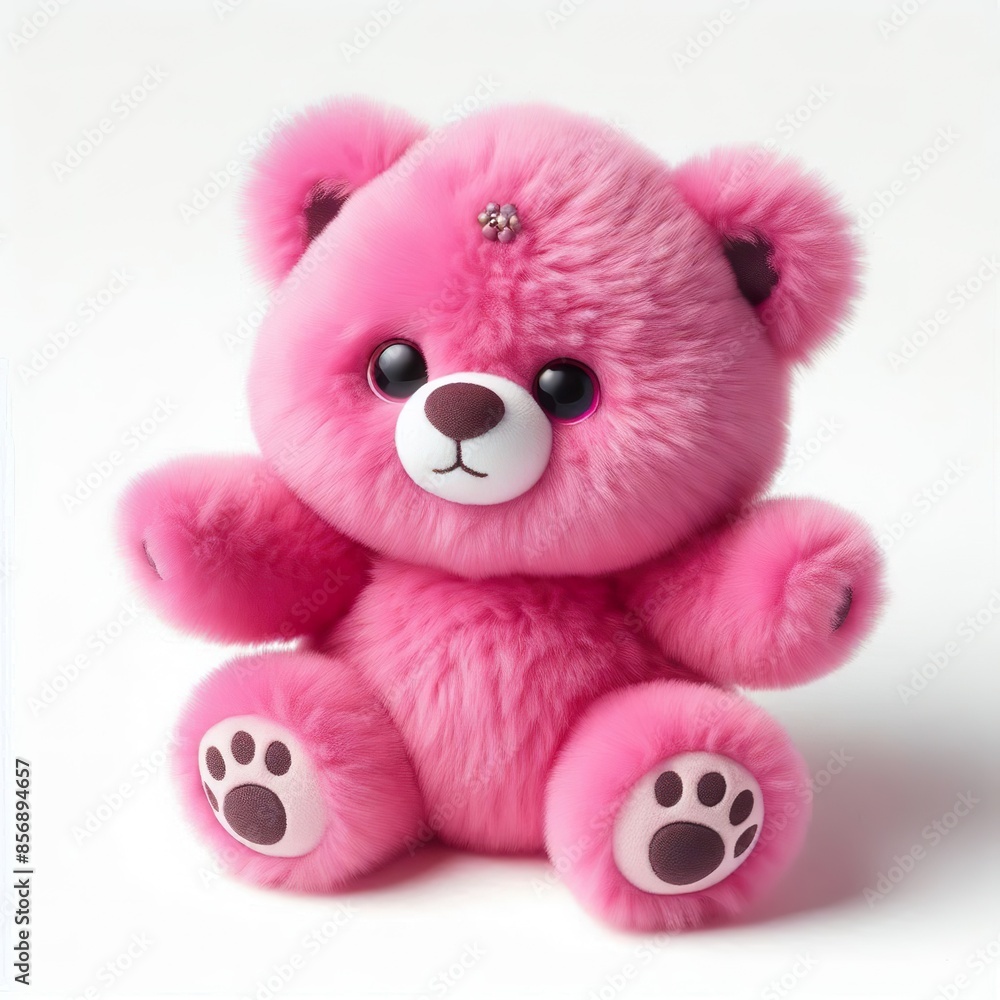 a fur plush stuffed cute pink - magenta lotso teddy bear, white background a fur plush stuffed cute pink - magenta lotso teddy bear, white background