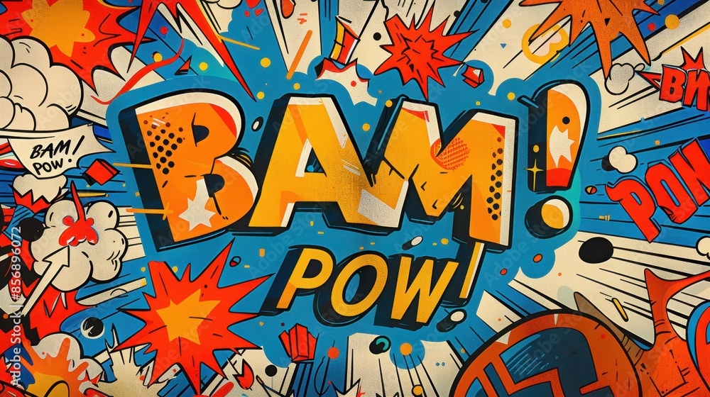 Colorful Comic Book Explosion with BAM and POW Colorful Comic Book Explosion with BAM and POW